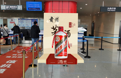 茅臺機場國內出發(fā)辦票島右側展位廣告