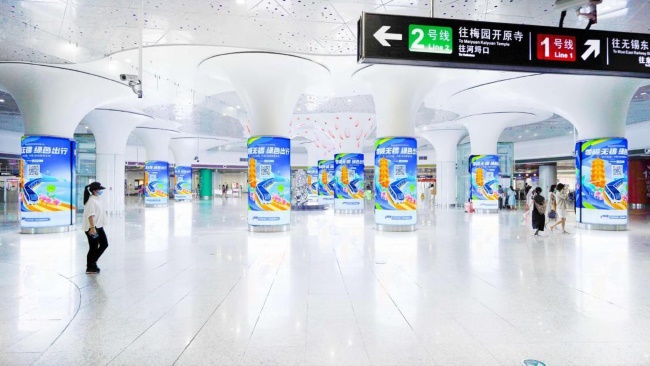 無錫地鐵三陽廣場(chǎng)換乘站包柱廣告優(yōu)勢(shì)分析，無錫地鐵廣告價(jià)格收費(fèi)